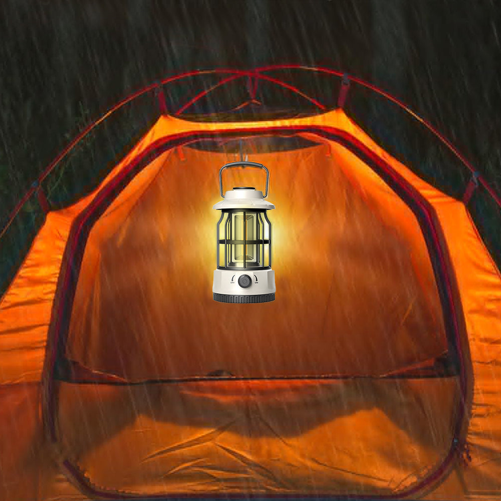 Retro Tent Camping Lantern LED Lantern Outdoor Portable Rechargeable Night Lamp
