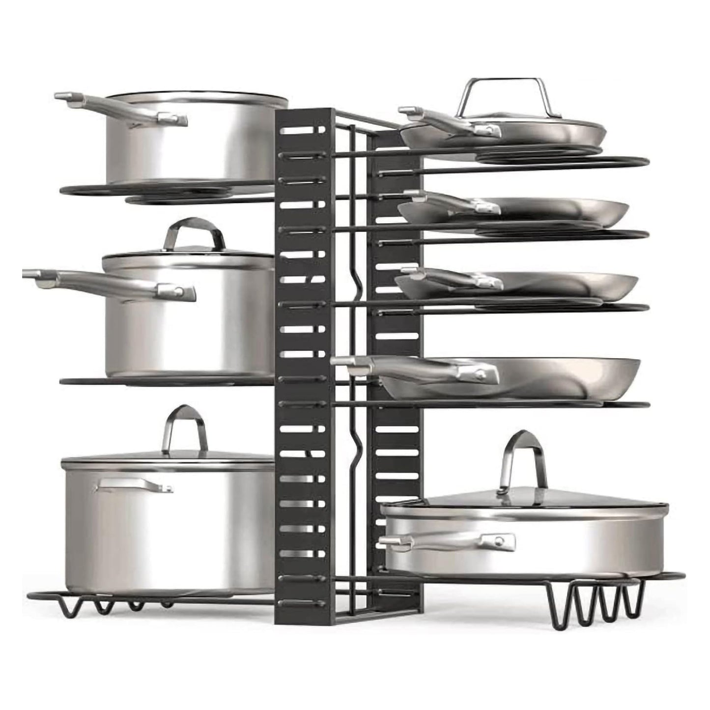 Adjustable 8 Tier Pan and Pot Lid Holder Rack