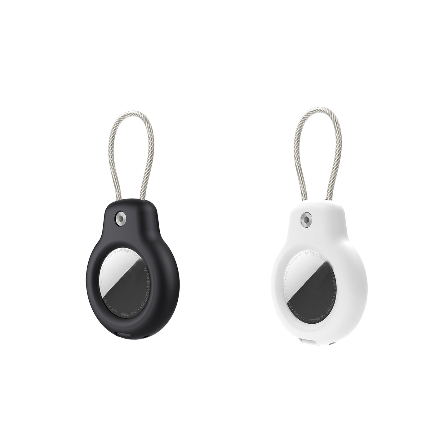2Pcs Durable Protective Case Shockproof Holder Case Accessories for Airtag-Black and White