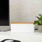 Bamboo Lid Cable Management Storage Box for Home and Office