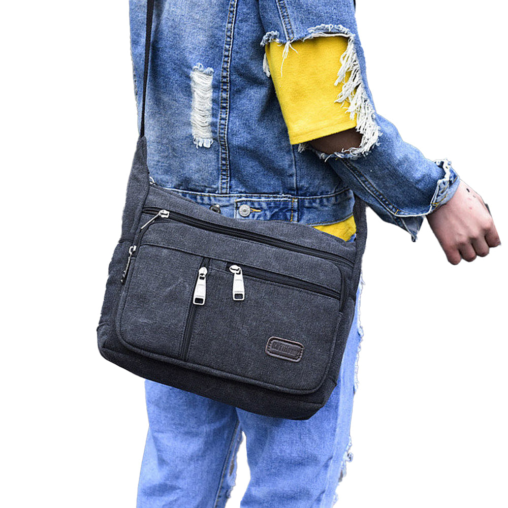 2Pcs Men's Canvas Shoulder Messenger Bag Crossbody