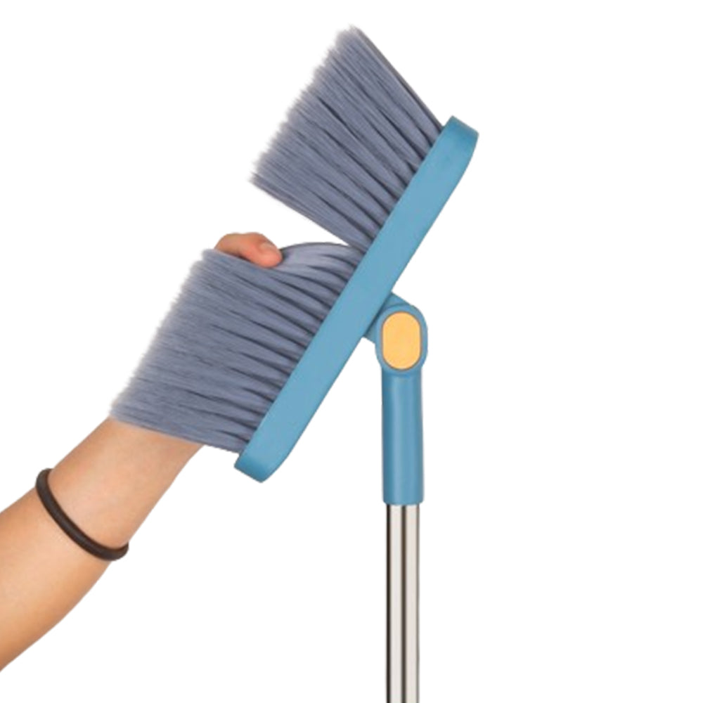3Pcs Set of Plastic Broom with Foldable Standing Dustpan and Scraper Broom