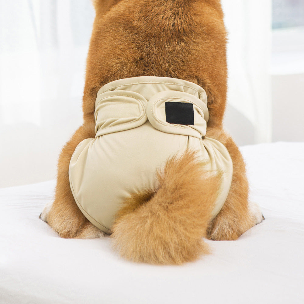 Female Dog Diaper Wrap Sanitary Pant with Hole Reusable Physiological Underpants-Khaki