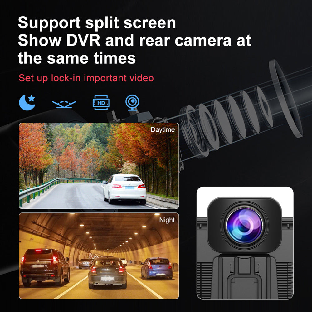 9.3 Inch 4K Portable Wireless Carplay Dual Car Recorder