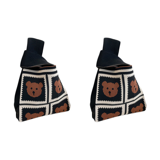 2Pcs Cute Knitted Wrist Bag-Bear
