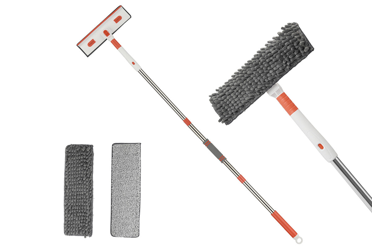 4 In 1 Rotatable Window Cleaning Squeegee Kit With Extension Pole Bendable Head Window Washing Kit