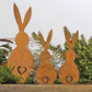 3Pcs Rust Easter Bunny Metal Garden Stake