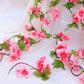 4Pcs Sakura Vine Artificial Silk Hanging Garland 2.3 m for Wedding and Home Decoration