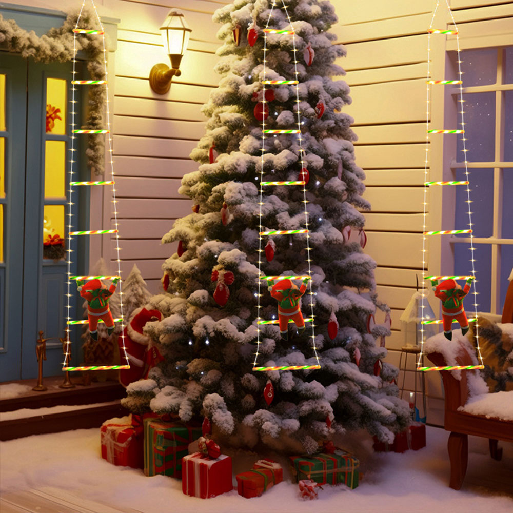 Christmas Decor LED Ladder Light Climbing Santa Claus Outdoor Light with 8 Modes