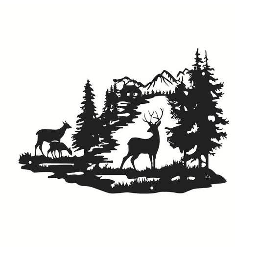 Metal Deer Family Wall Art Decor Interior Decoration Wall Hangings