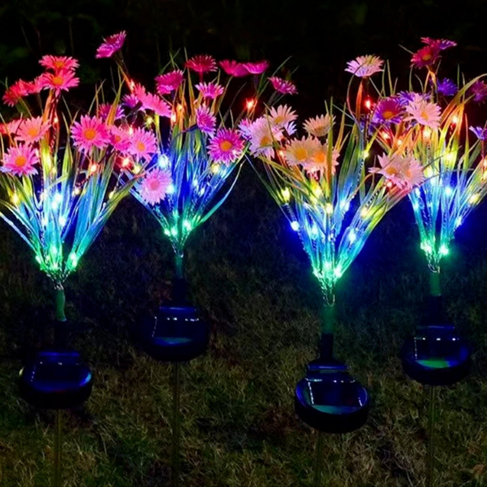 4Pcs Solar Garden Flowers Stake Light