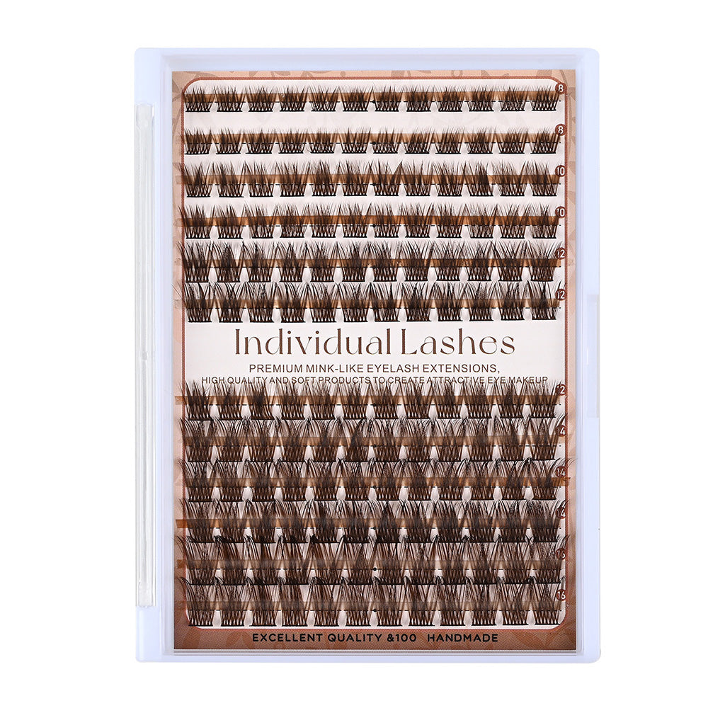 Dark Brown Natural Cluster Lashes DIY Fluffy Individual Reusable for Light Hair