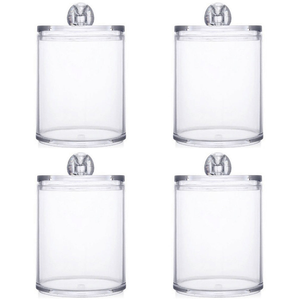 4 Pack Round Cotton Swab Holder with Lid Cleaning Floss Container