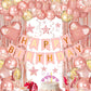 Rose Gold Happy Birthday Party Decorations Set Banner Foil Balloons Curtain Backdrop for Women Girls