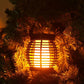 2Pcs Portable Simulated Rattan Flame Round Solar Lantern Lamp