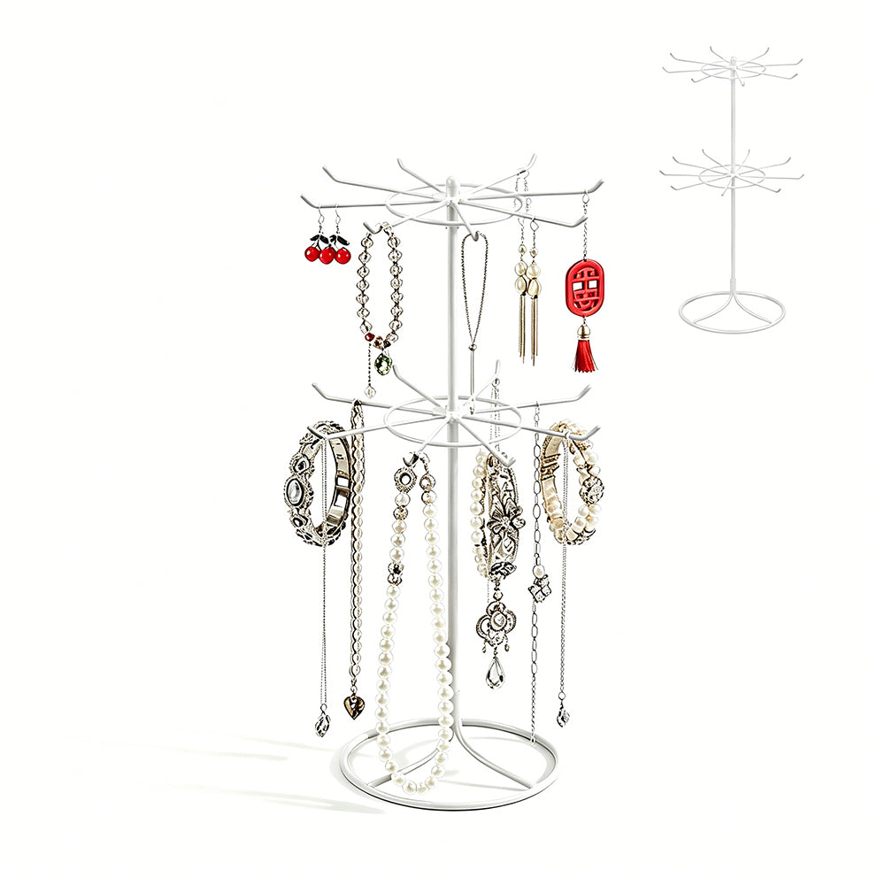 Rotating Jewelry Display Stand Double Layer Organizer Rack