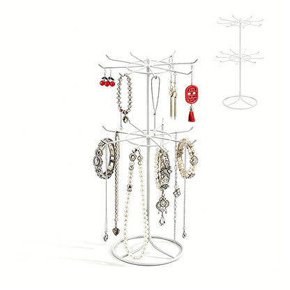 Rotating Jewelry Display Stand Double Layer Organizer Rack