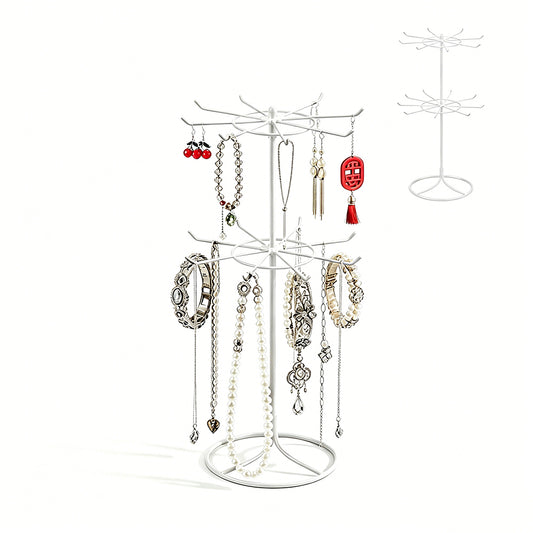 Rotating Jewelry Display Stand Double Layer Organizer Rack