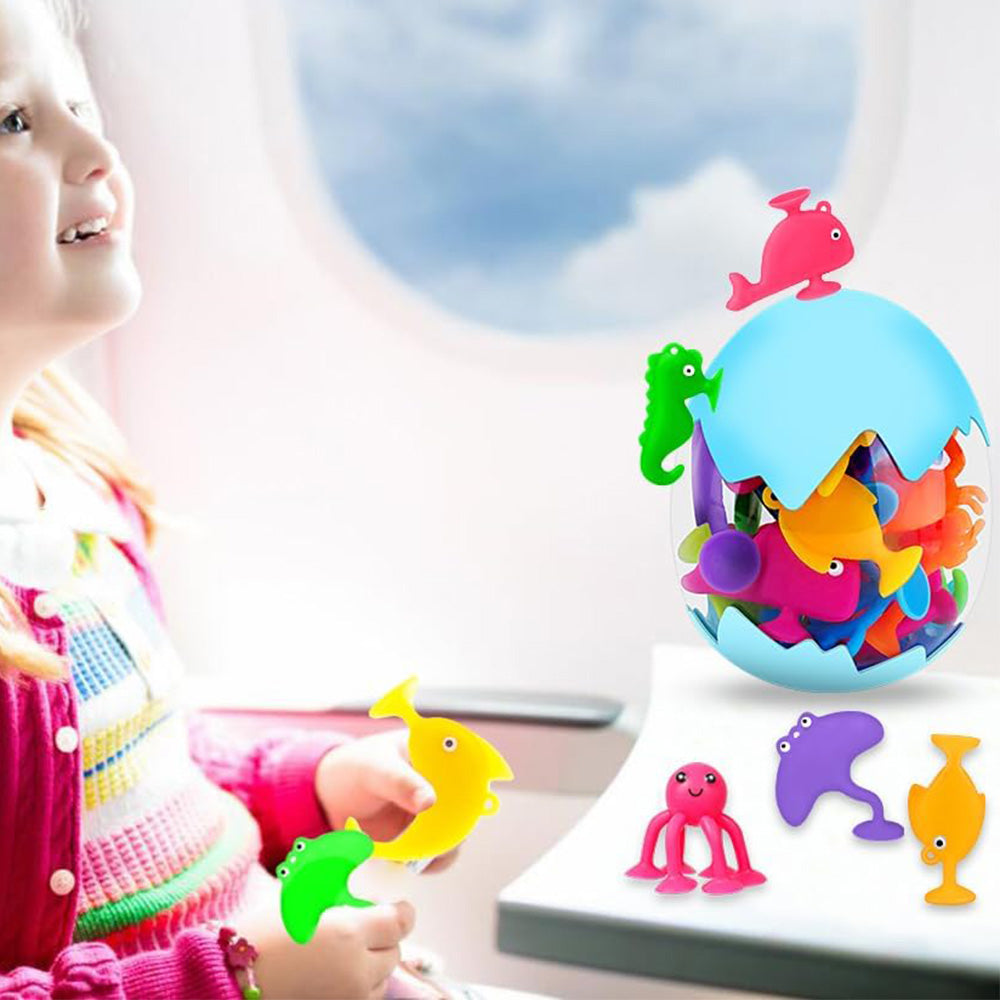 27Pcs Suction Toys Montessori Suction Cup Toy with Egg Shell Silicone Sucker
