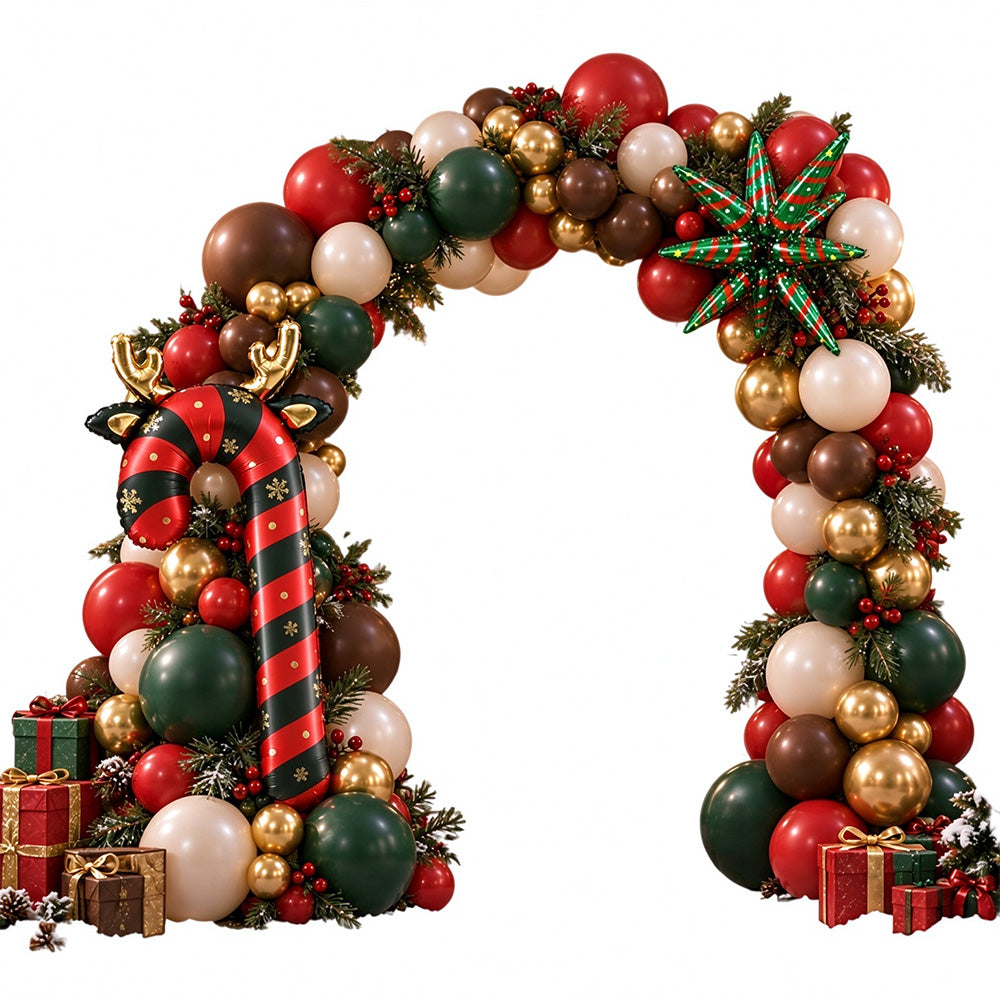 114 Pcs Christmas Balloon Arch Garland Kit with Red Green Foil Balloons