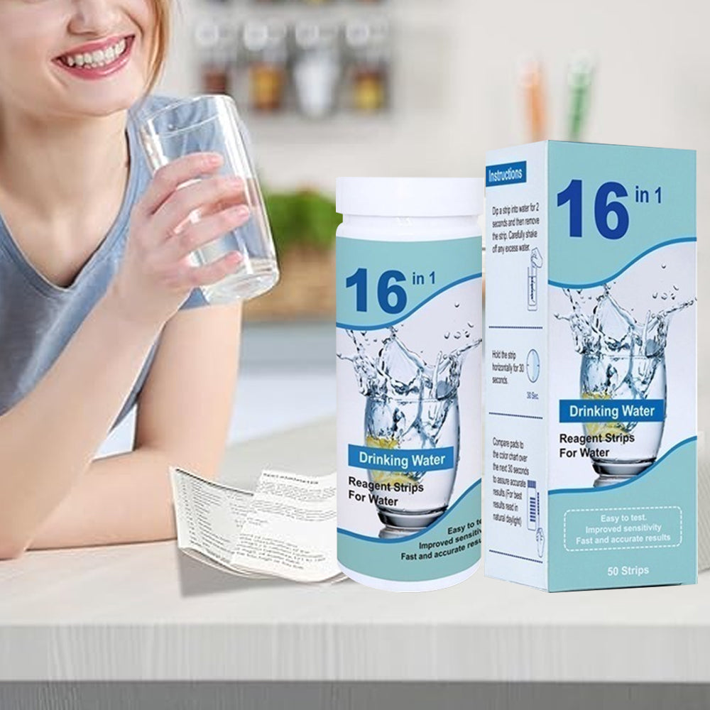 100Pcs 16-in-1 Drinking Water Test Kit Strips Home Water Quality Test Strips Set