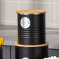 5 Piece Black Bread Bin and Airtight Kitchen Storage Canister Set