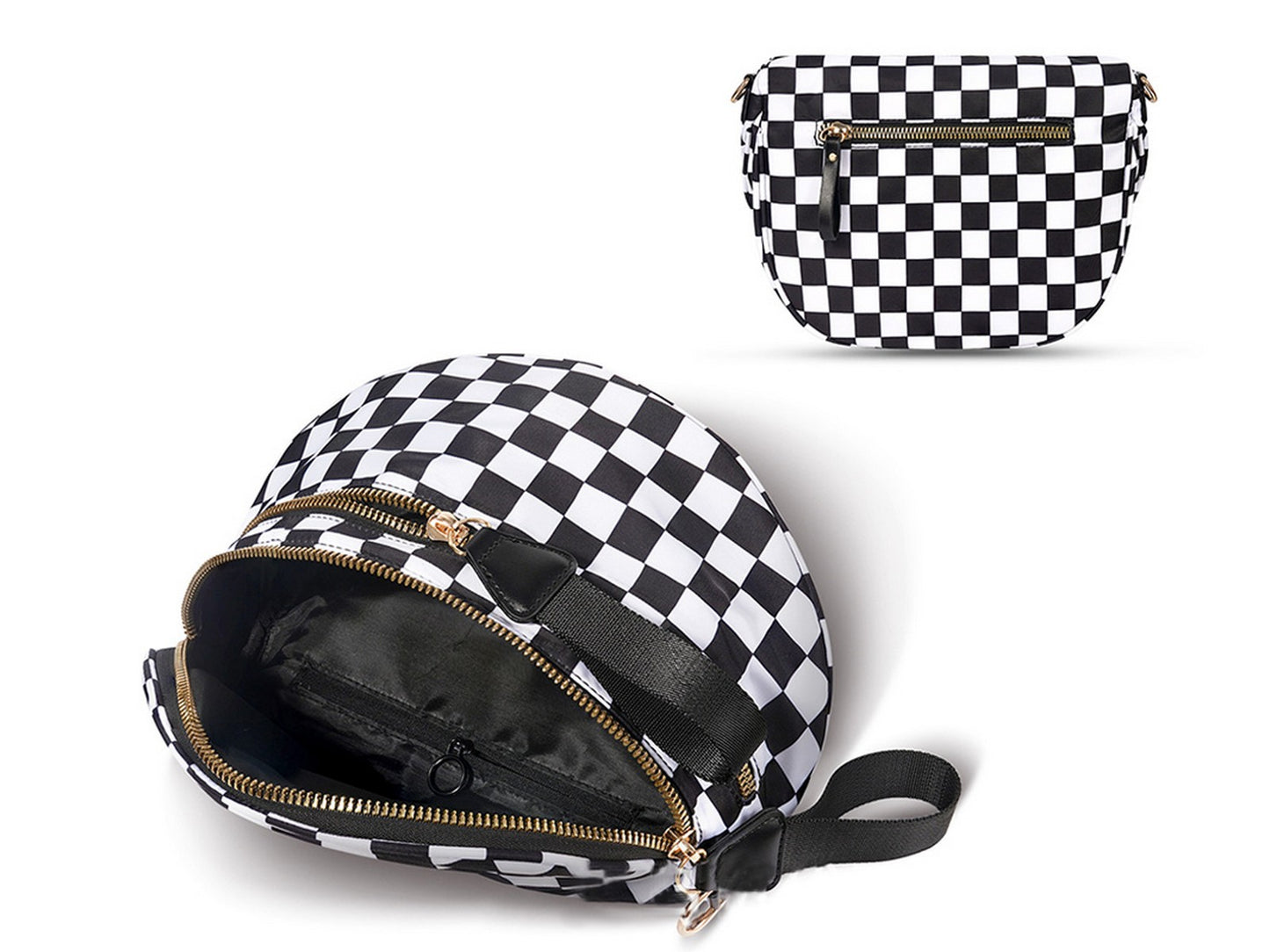 Checkered Crossbody Bag Belt Bag Bum Bag For Women Sling Bag With Shoulder Strap