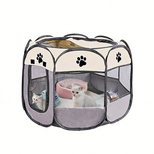 Foldable Portable Dog Cat Puppy Kennel Detachable Cage Tent with Mesh