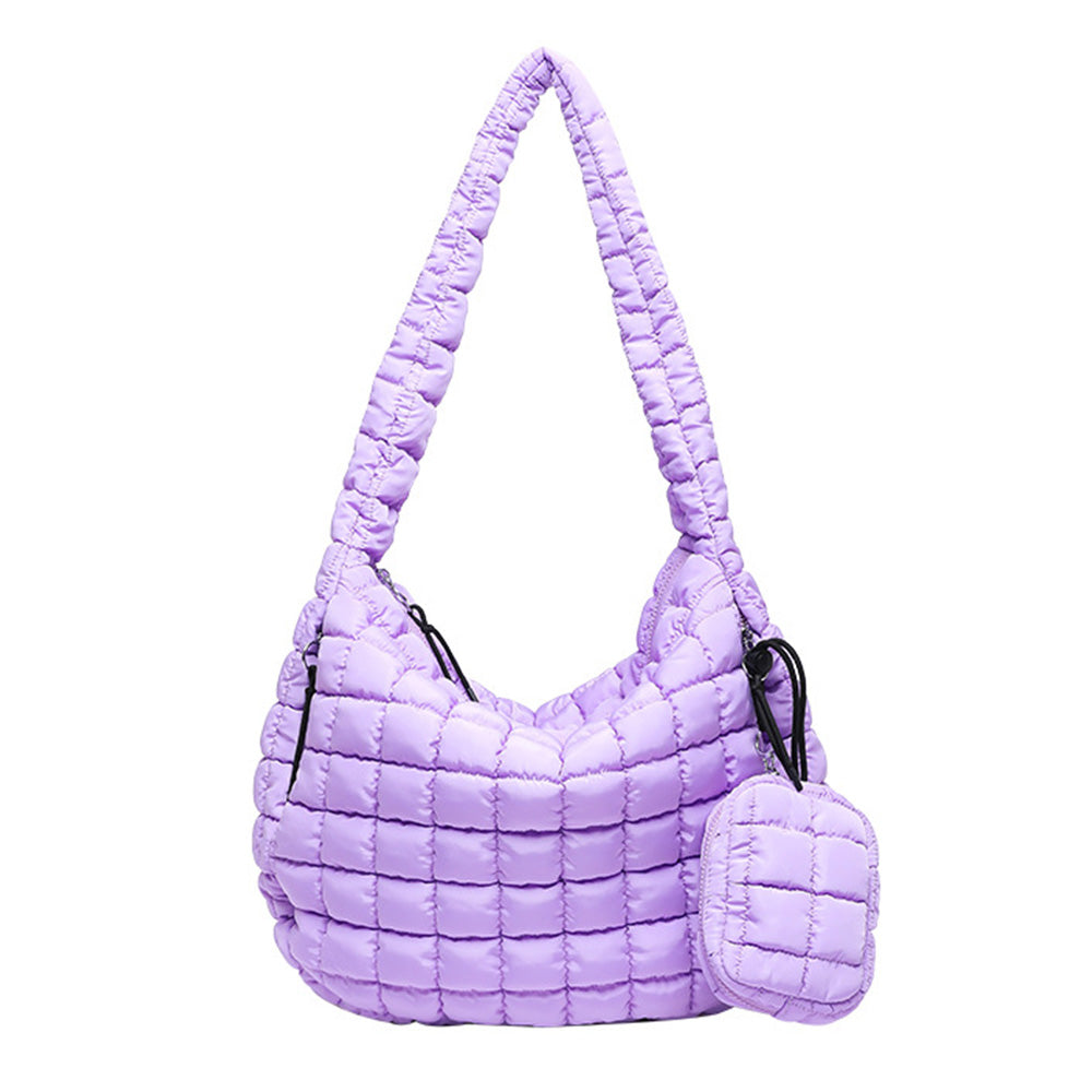 Puffer Tote Bag Quilted Puffy Crossbody Carryall Handbag