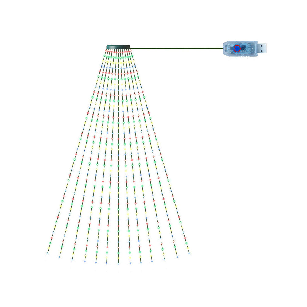 Christmas Tree Waterfall LED Fairy Lights for Outdoor Yard Party Decorations
