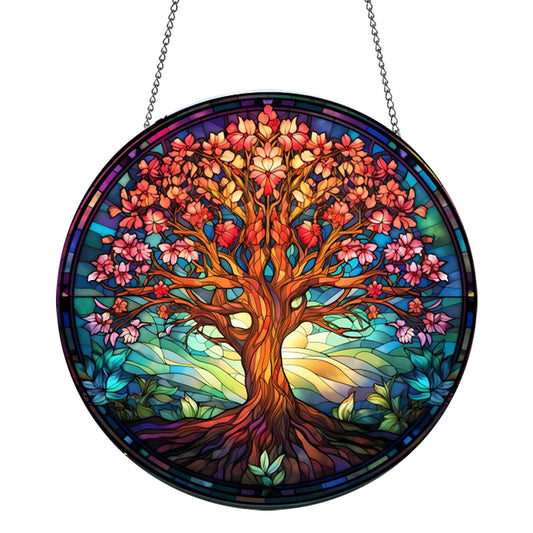Tree of Life Hanging Decor Panel with Metal Chain