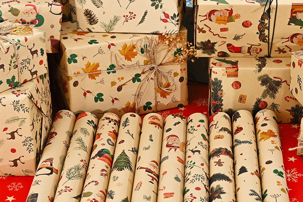 10PCS Multiple Patterns Christmas Wrapping Paper Gift Box Wrap Rolls