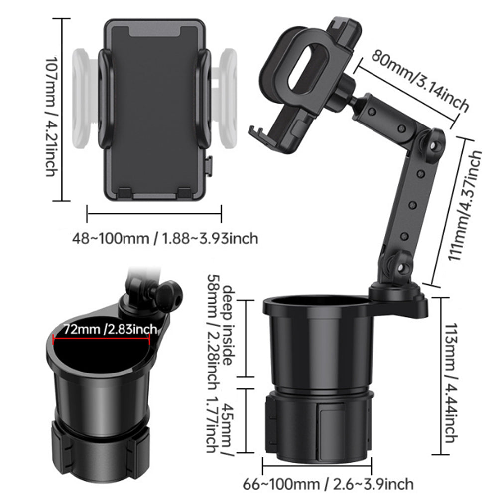 2-in-1 Adjustable 360 Degree Universal Car Phone and Cup Holder
