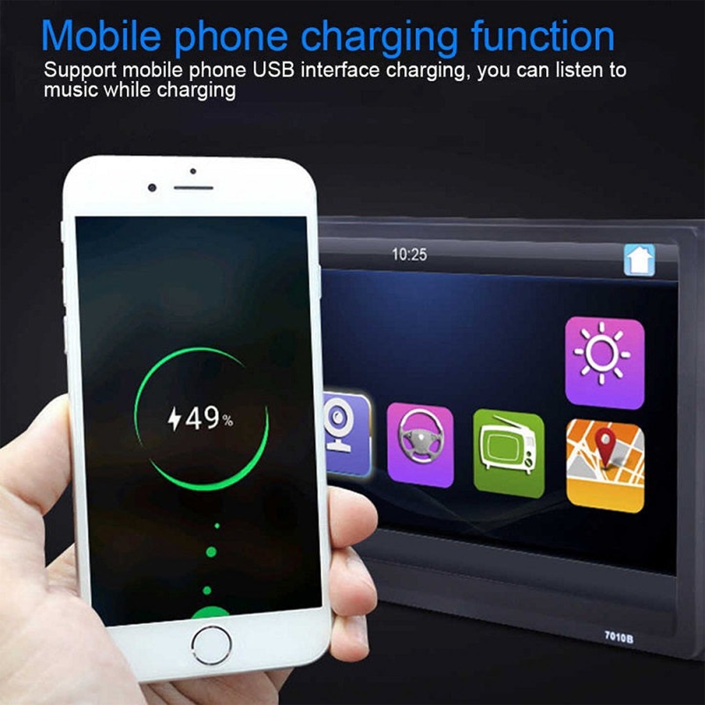 7-inch Touch Screen Bluetooth Double din Car Stereo Radio Compatible with Carplay/Android with Rear View Camera Remote
