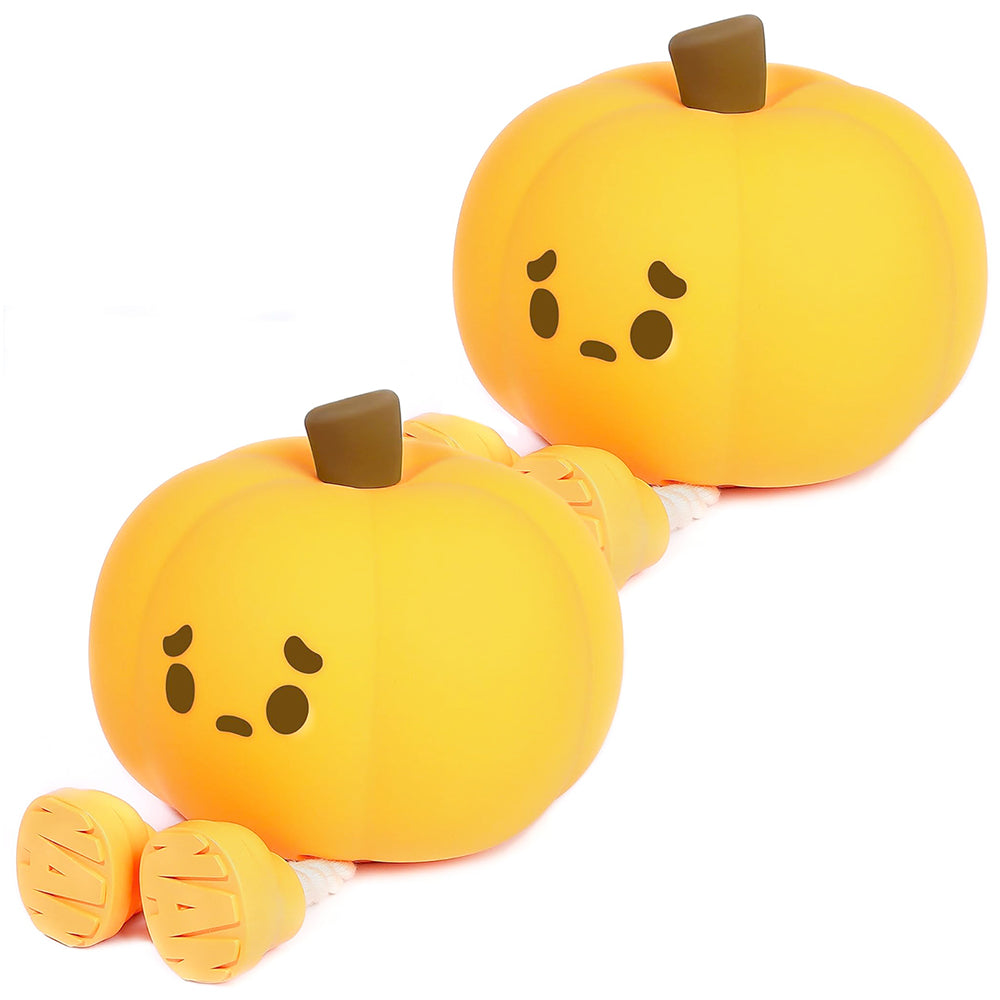 2Pcs 9.5x9.5x8.4cm Cute Pumpkin Silicone Night Light Sensory Interactive Night Light