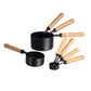 8 Piece Stainless Steel Measuring Cups and Spoons Set with Wood Handle
