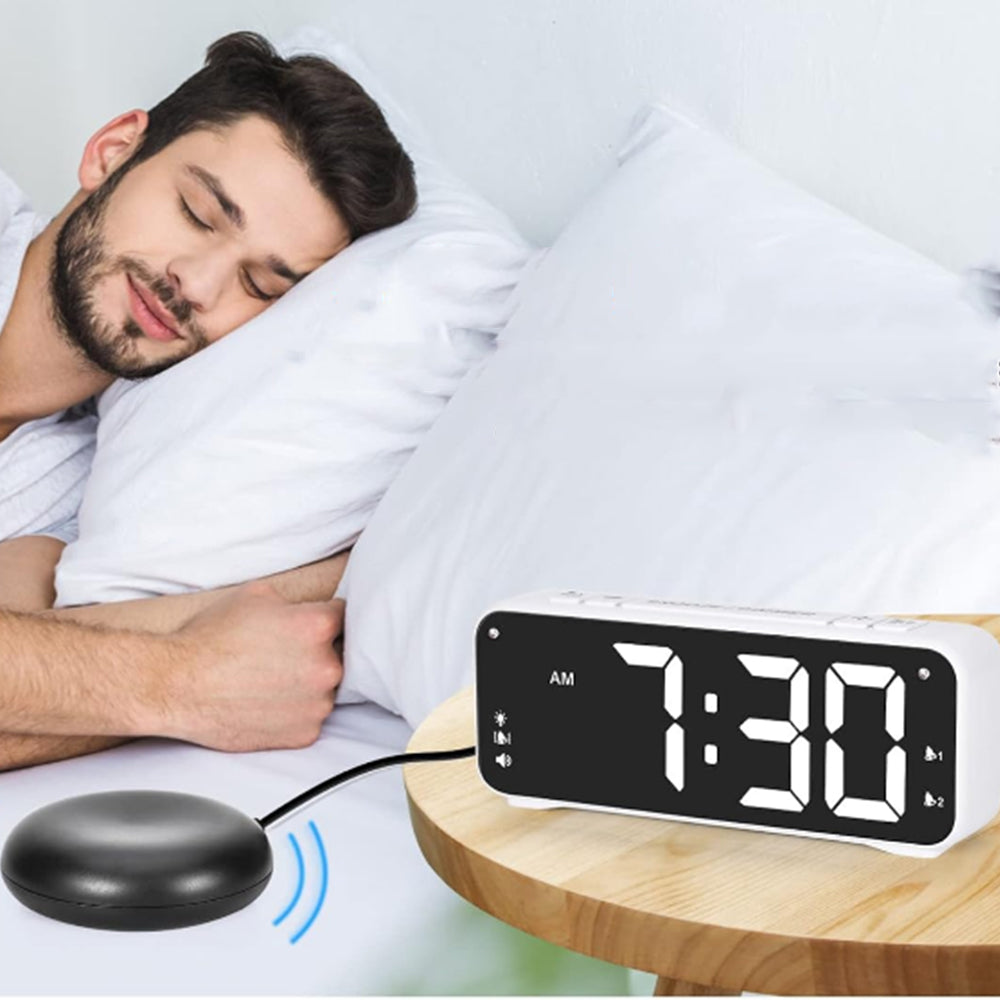 Vibrating Alarm Clock with Extra Bed Shaker for Heavy Sleepers