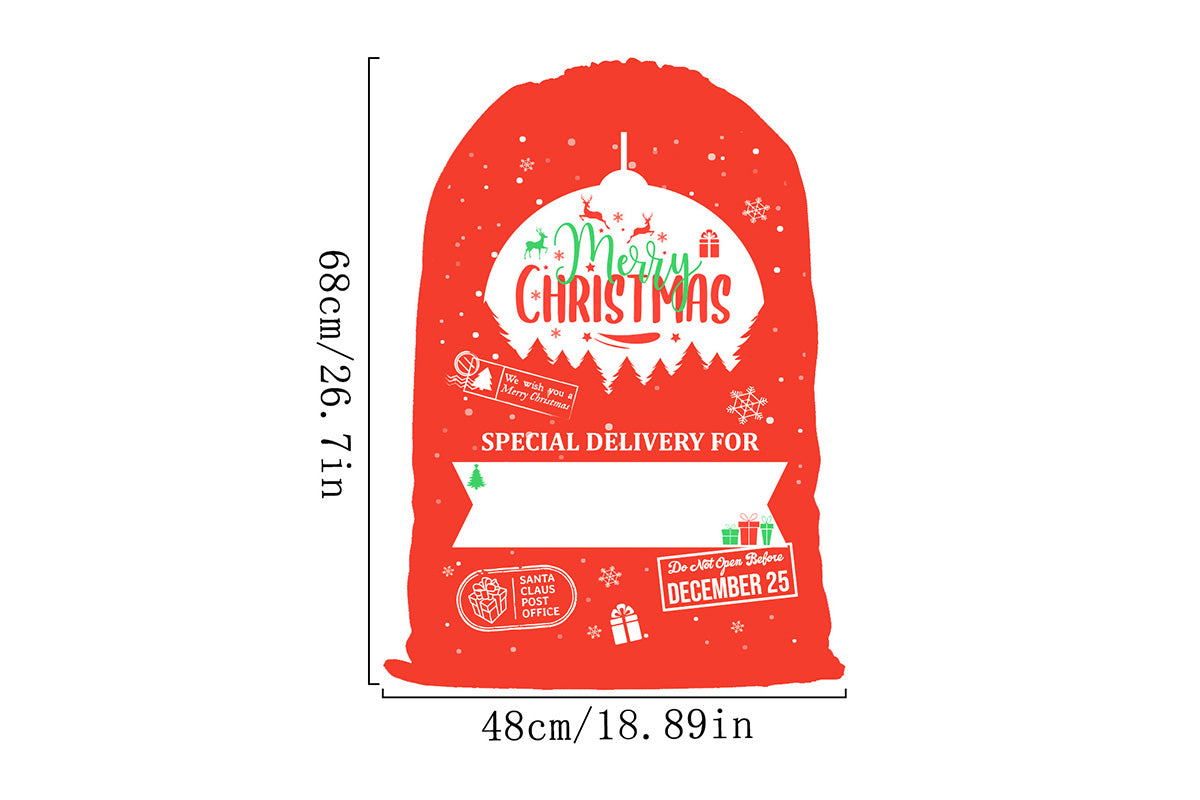 2Pcs Christmas Gift Canvas Bags Santa Sacks Drawstring Christmas Bags