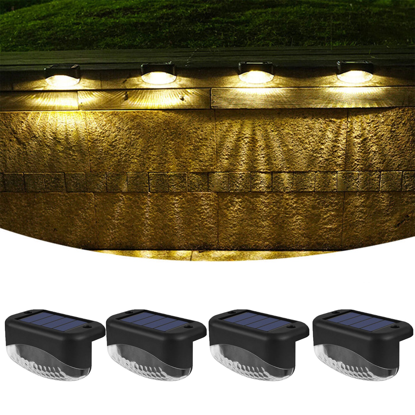 4Pcs Solar Waterproof Fence Yard Lamp Lamp Deck Lights Wall Landscape Lamp