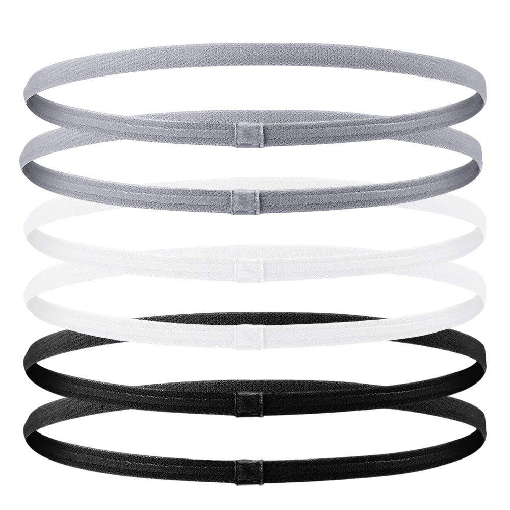 6 Pack Elastic Sports Headbands for Men and Women Running Fitness