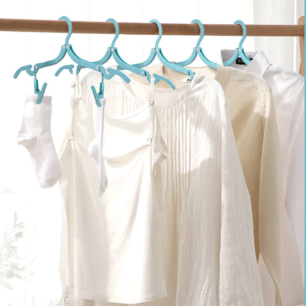 Foldable Travel Hanger Set with Clips and Storage Bag