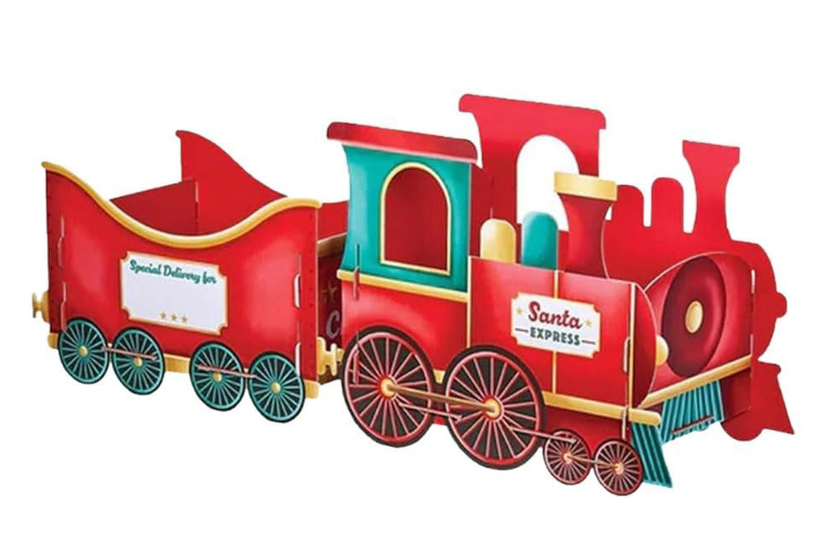 Santa Gift Train Christmas Cardboard Gift Box Present Holder Home Decoration