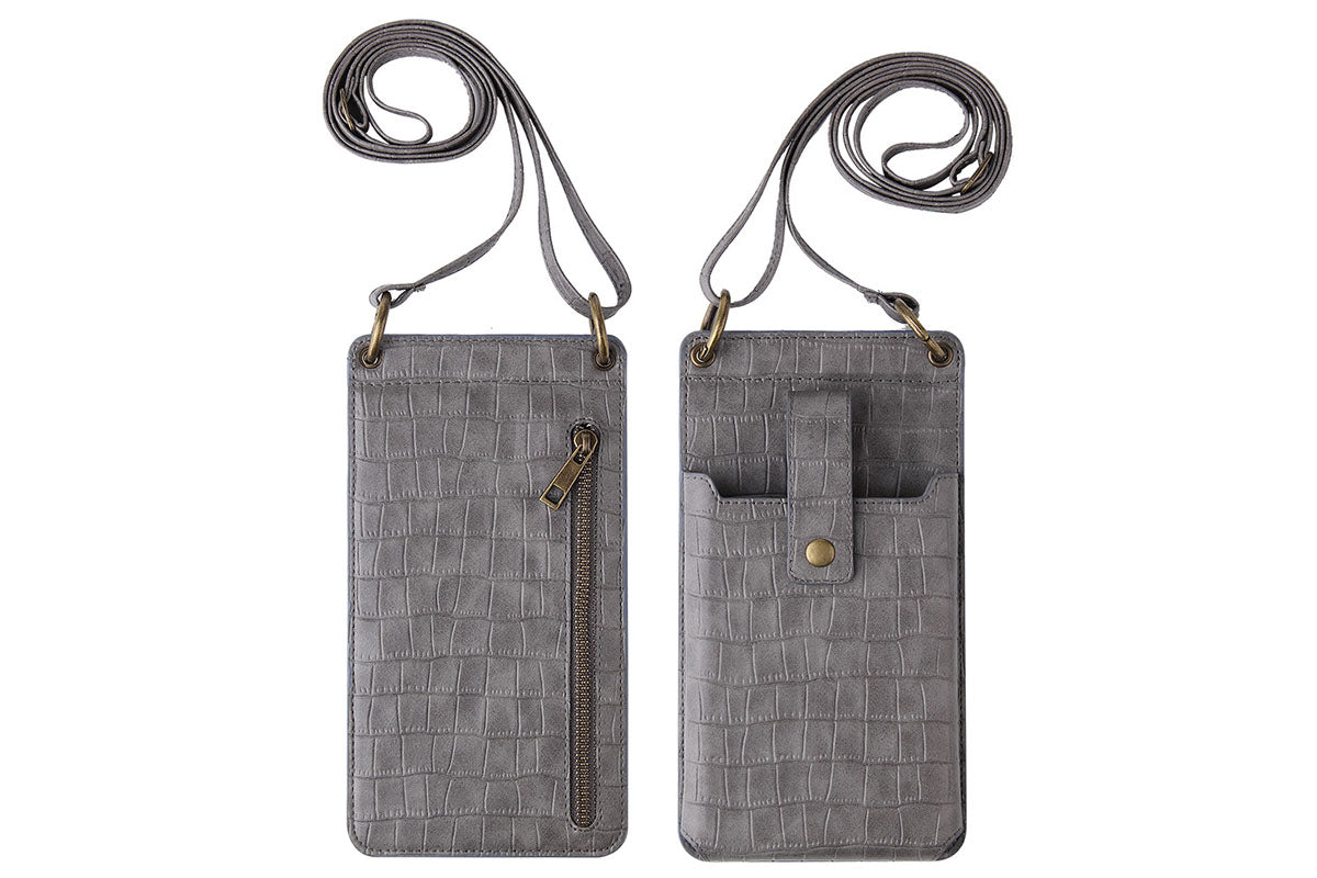 3-in-1 Wallet Card Holder PU Leather Crossbody Phone Bag Phone Purse with Mirror