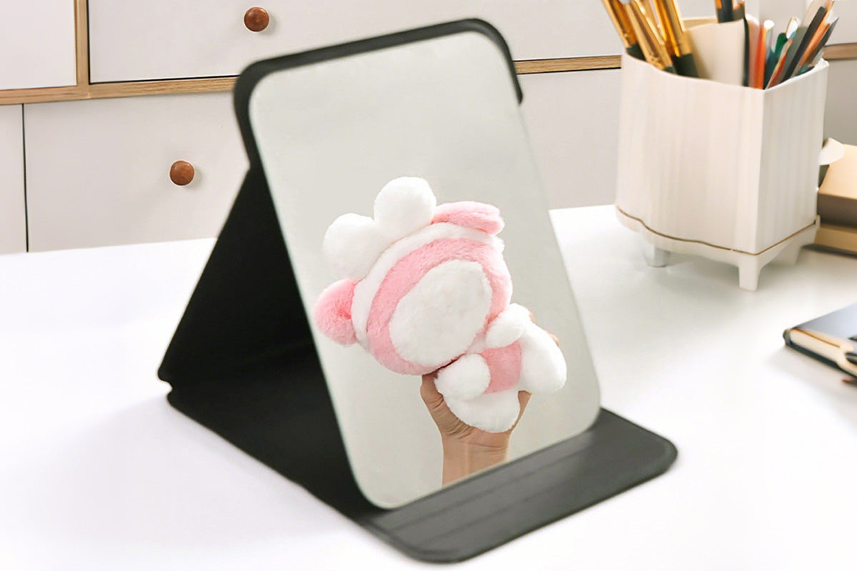 2-Pack Medium Foldable PU Leather Makeup Mirror Portable Travel Vanity Mirror