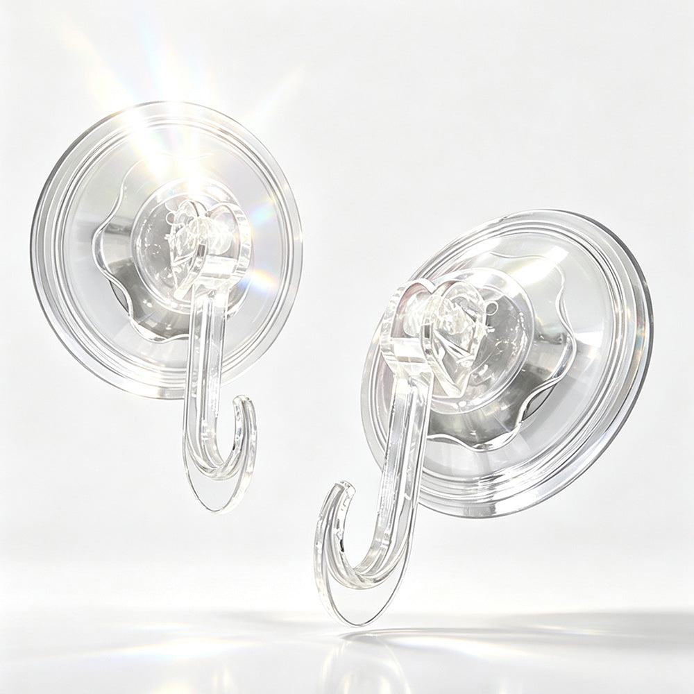 4Pcs Clear Vacuum Suction Cup Hooks Drill Free for Smooth Surfaces
