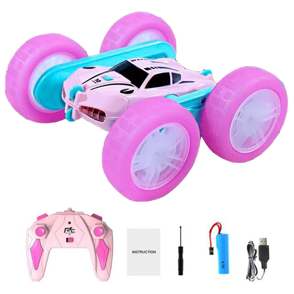 2.4 GHZ 4WD Double Sided RC Stunt Car 360 Degree Rotating Remote Control Crawler with Headlights