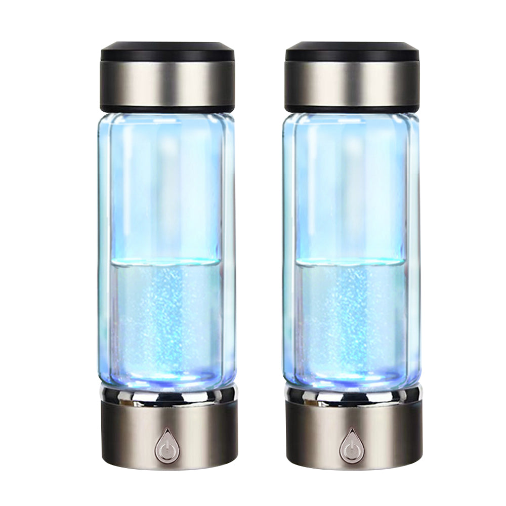 2Pcs 380ml Portable Rechargeable Hydrogen-Rich Alkaline Water Bottle