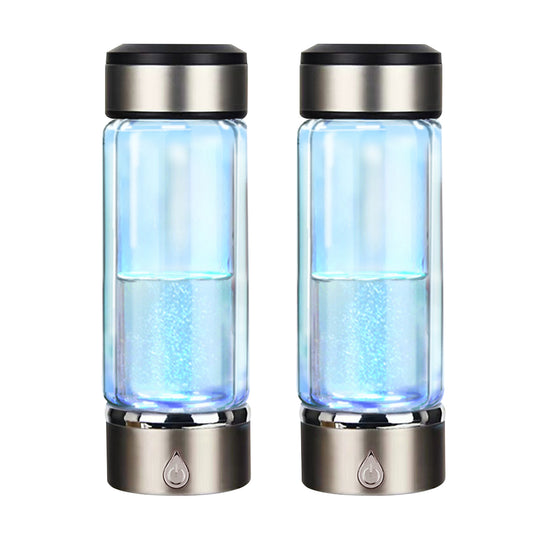 2Pcs 380ml Portable Rechargeable Hydrogen-Rich Alkaline Water Bottle