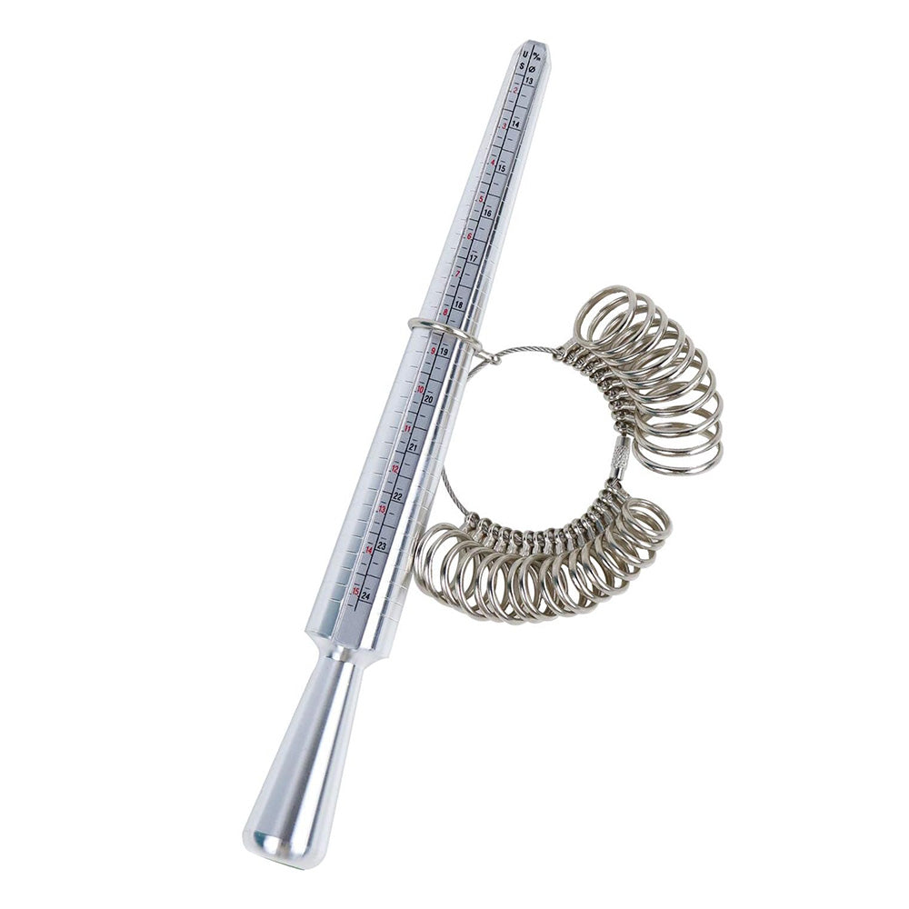 Metal Ring Sizer Gauge Mandrel Finger Sizing Measure Stick Standard Tool