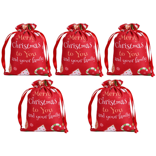 5Pcs 40x30CM Christmas Drawstring Bags Extra Large Christmas Sack Holiday Wrapping Sacks